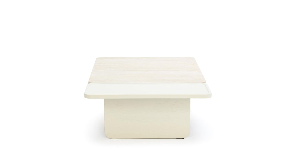 Duo Coffee Table 130 - Oak Bone & Travertine.