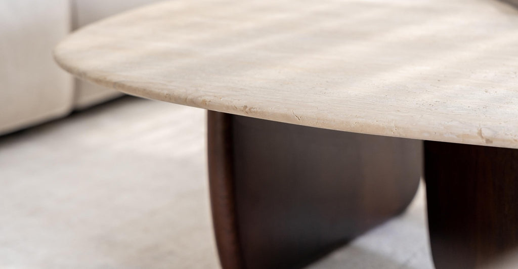 Eden Coffee Table 120 - Smoked Oak & Travertine.