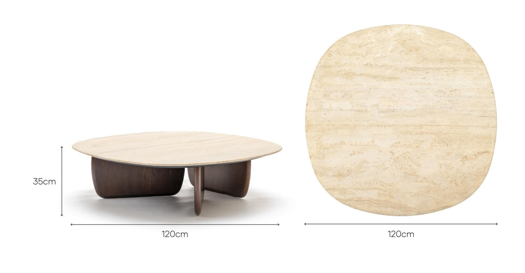 Eden Coffee Table 120 - Smoked Oak & Travertine.