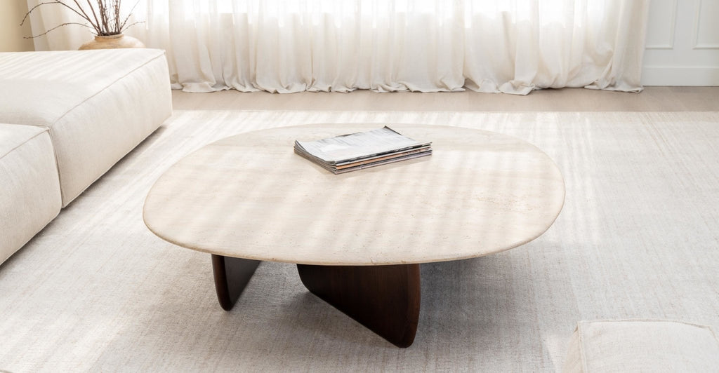 Eden Coffee Table 120 - Smoked Oak & Travertine.