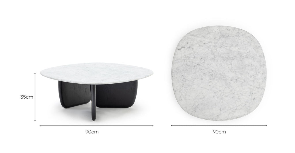 Eden Coffee Table 90 - Black Oak & Bianca Carrara.