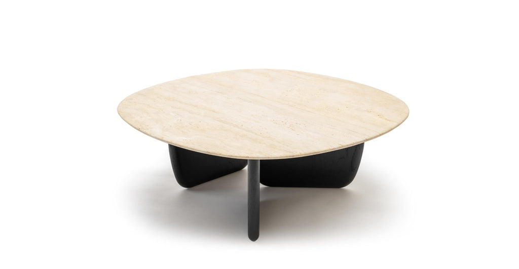 Eden Coffee Table 90 - Black Oak & Travertine.