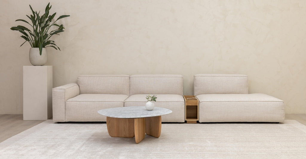 Eden Coffee Table 90 - Light Oak & Bianca Carrara.