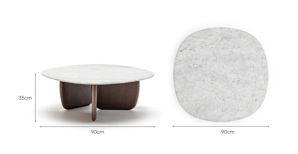 Eden Coffee Table 90 - Smoked Oak & Bianca Carrara.