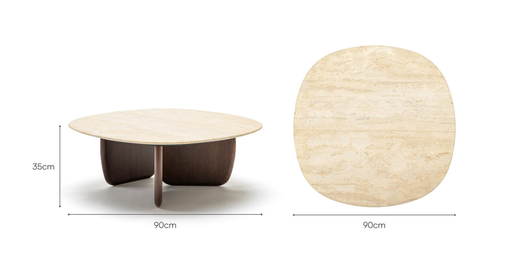 Eden Coffee Table 90 - Smoked Oak & Travertine.