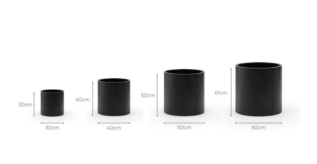 Elle Cylinder Planter Set Of 4 - Black.