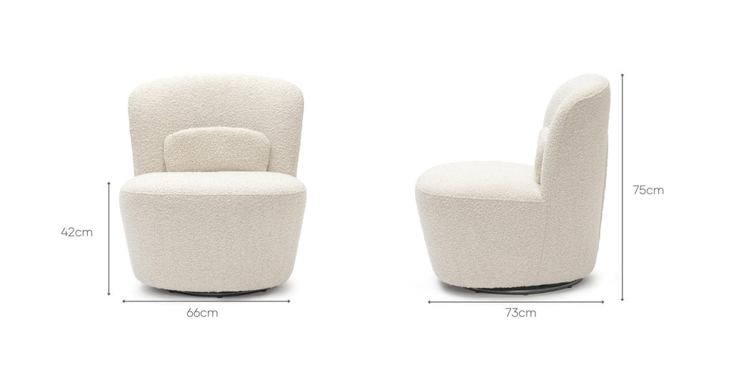 Erin Swivel Accent Chair - Ivory Bouclé.