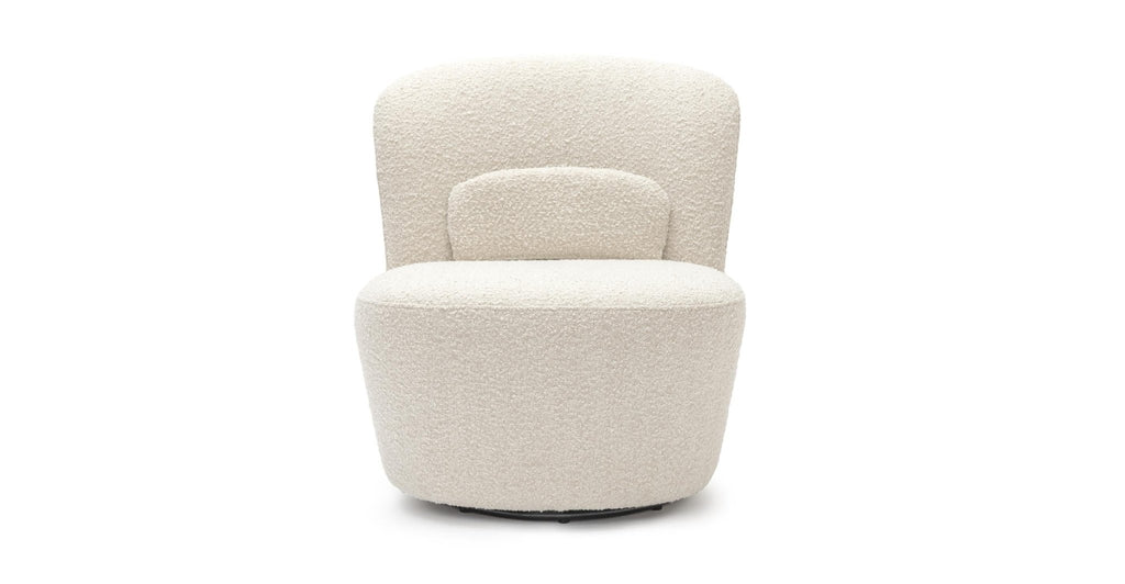 Erin Swivel Accent Chair - Ivory Bouclé.