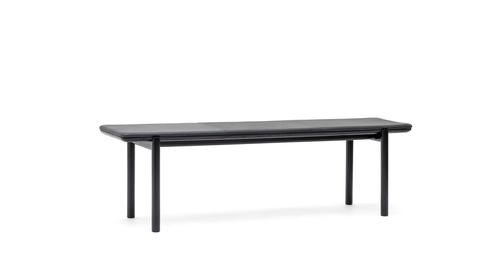 Folk Bench - Black Oak & Charcoal Leather.