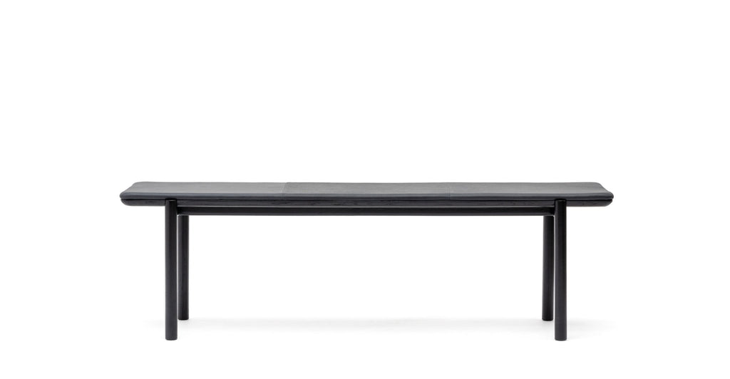 Folk Bench - Black Oak & Charcoal Leather.