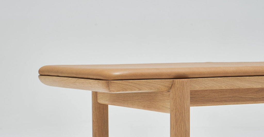 Folk Bench - Light Oak & Canyon Leather.