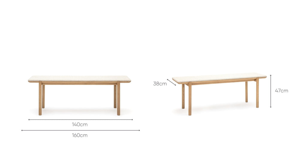 Folk Bench - Light Oak & Oatmeal.