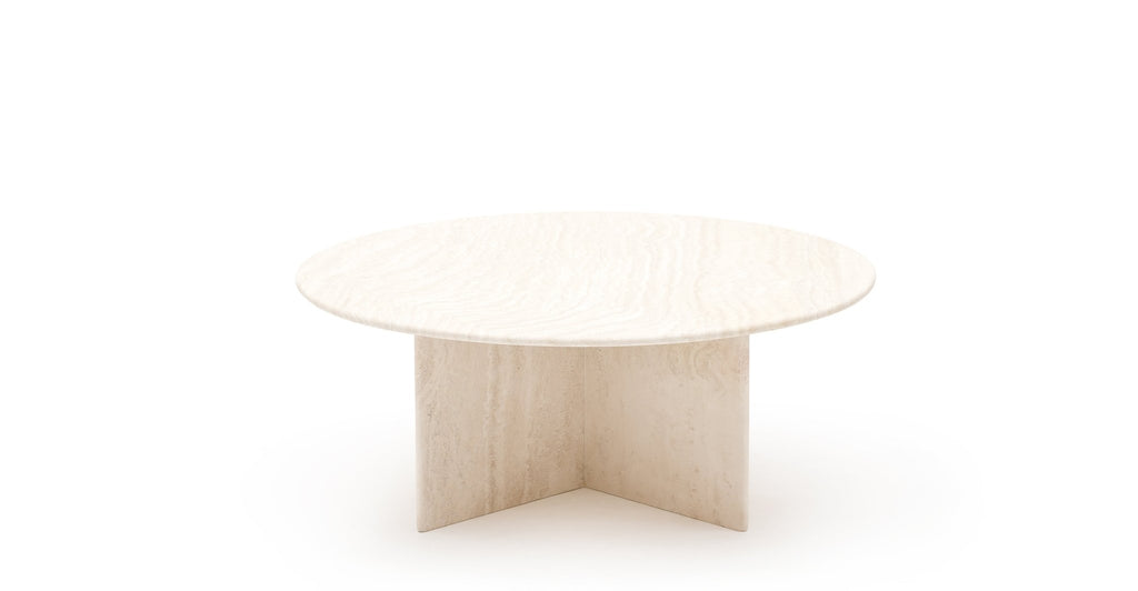 Haven Round Coffee Table - White Travertine.