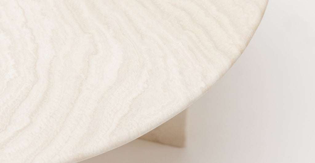 Haven Round Coffee Table - White Travertine.