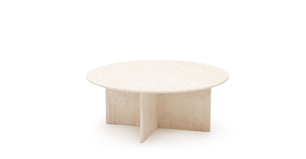 Haven Round Coffee Table - White Travertine.