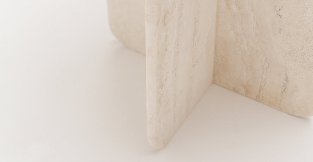 Haven Round Side Table - White Travertine.