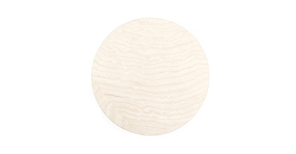 Haven Round Side Table - White Travertine.