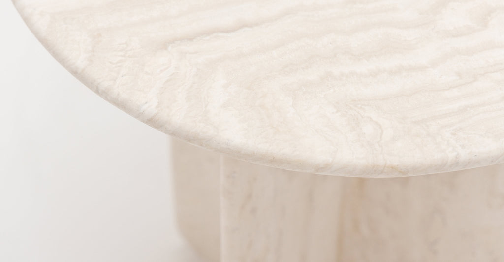 Haven Round Side Table - White Travertine.