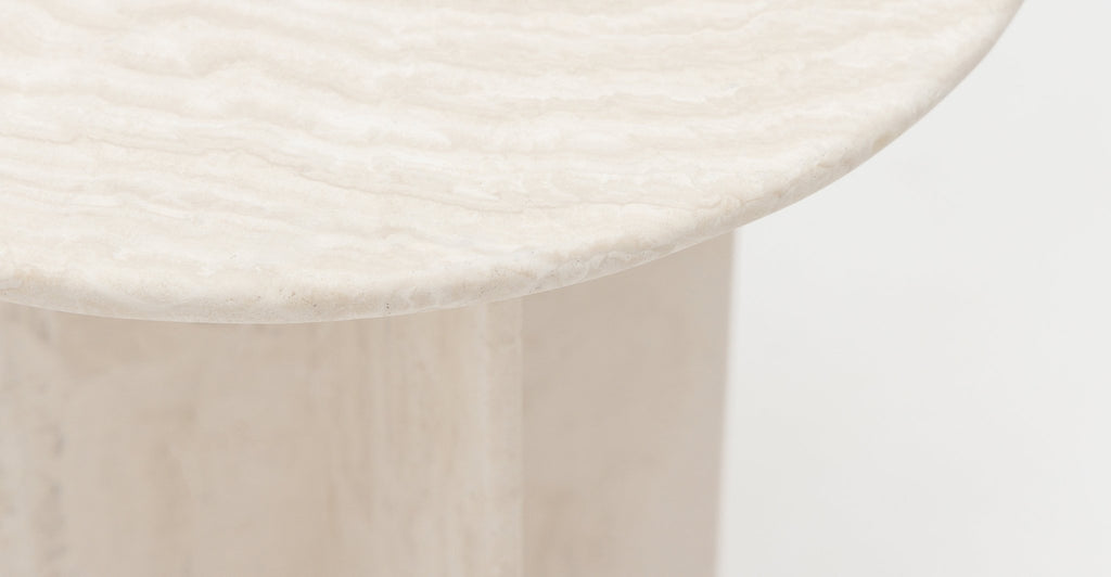 Haven Round Side Table - White Travertine.