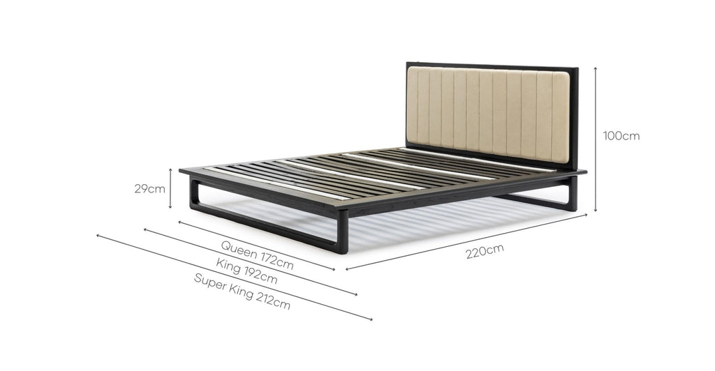 Hover Bed - Black Oak & Limestone Leather.