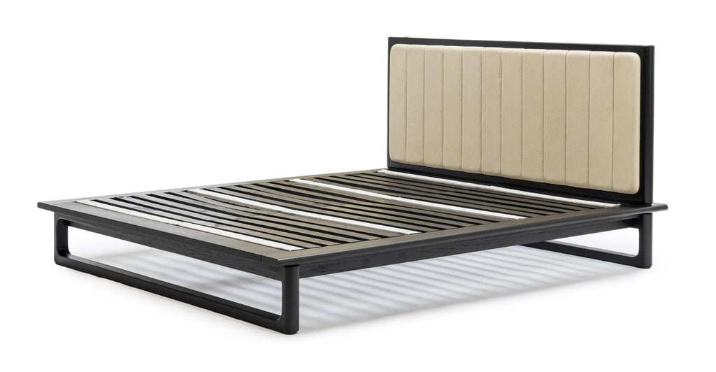 Hover Bed - Black Oak & Limestone Leather.