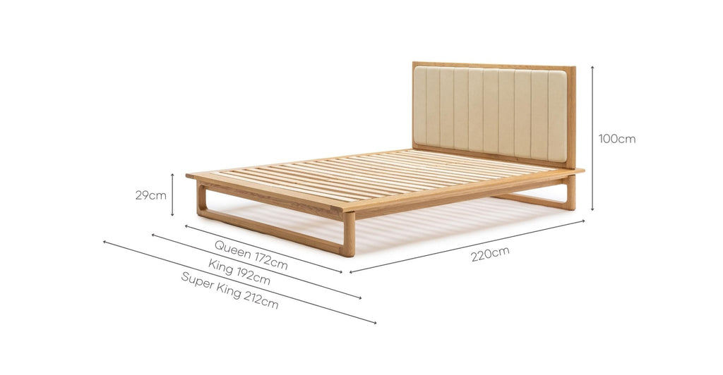 Hover Bed - Light Oak & Limestone Leather.