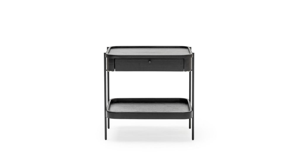 Humla Side Table With Storage - Black Oak.