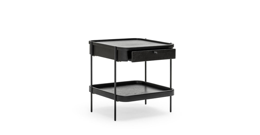 Humla Side Table With Storage - Black Oak.