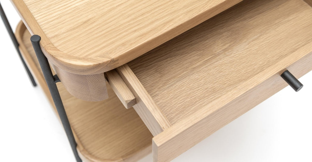 Humla Side Table With Storage - Light Oak.