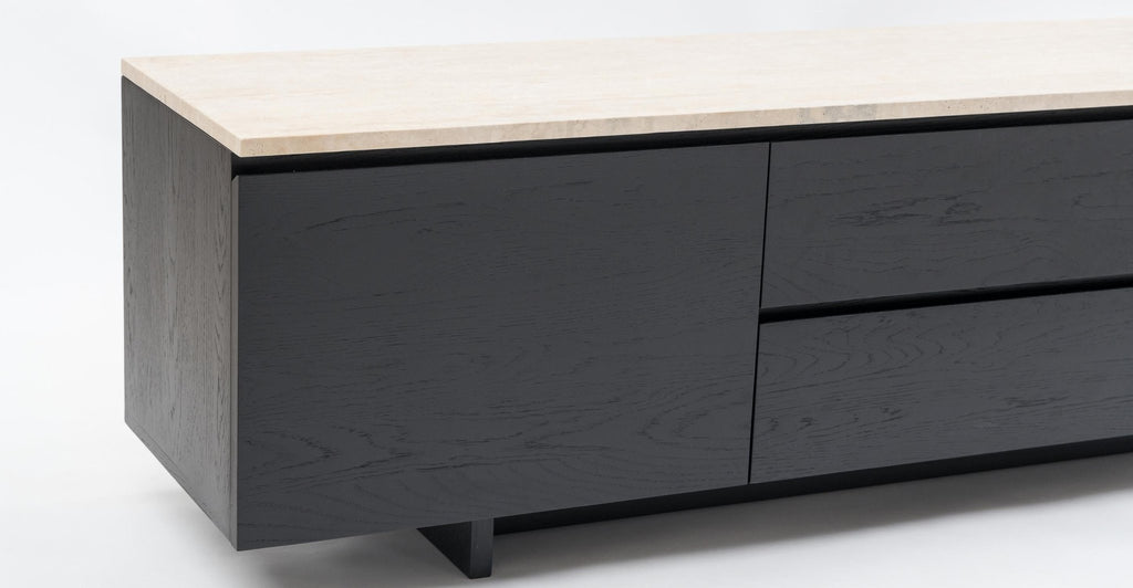 Kami 220 Entertainment Unit - Black Oak & Travertine.