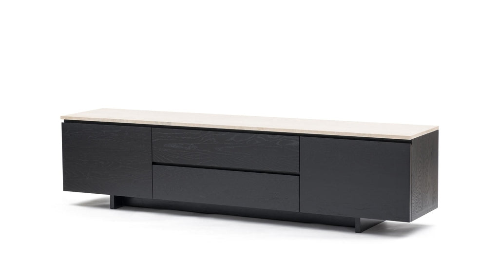 Kami 220 Entertainment Unit - Black Oak & Travertine.