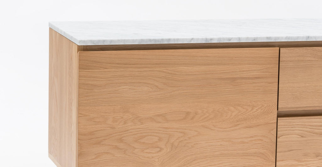 Kami 220 Entertainment Unit - Light Oak & Bianca Carrara.