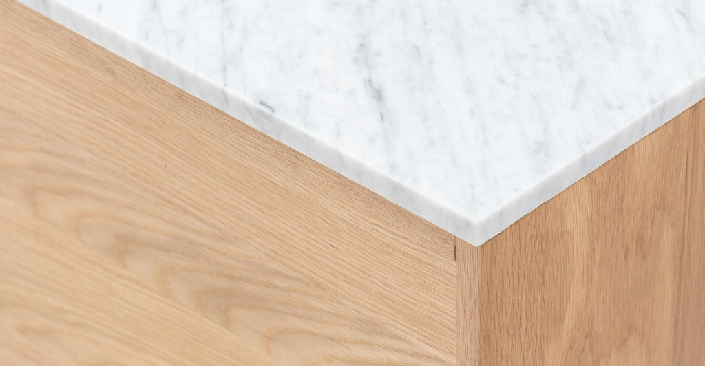 Kami 220 Entertainment Unit - Light Oak & Bianca Carrara.