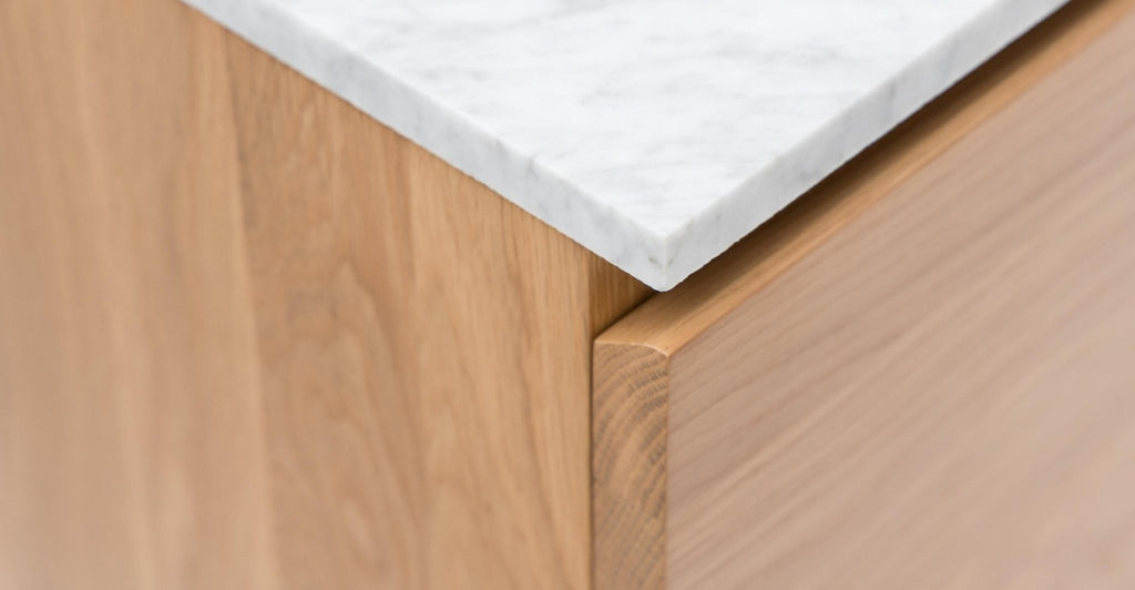 Kami 220 Entertainment Unit - Light Oak & Bianca Carrara.