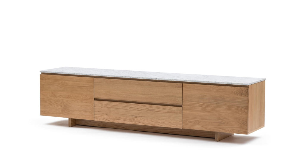 Kami 220 Entertainment Unit - Light Oak & Bianca Carrara.