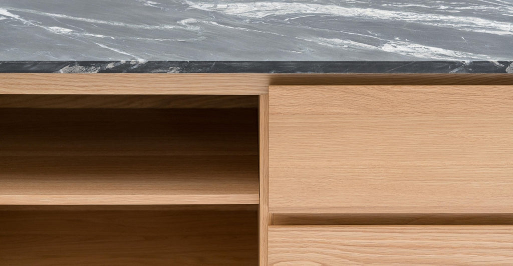 Kami 220 Entertainment Unit - Light Oak & Nero Perlato.