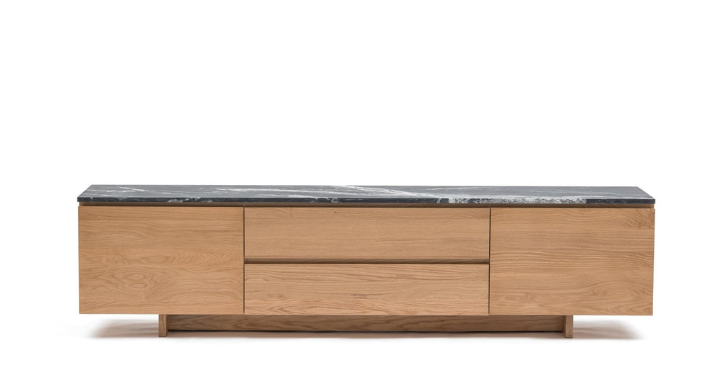 Kami 220 Entertainment Unit - Light Oak & Nero Perlato.