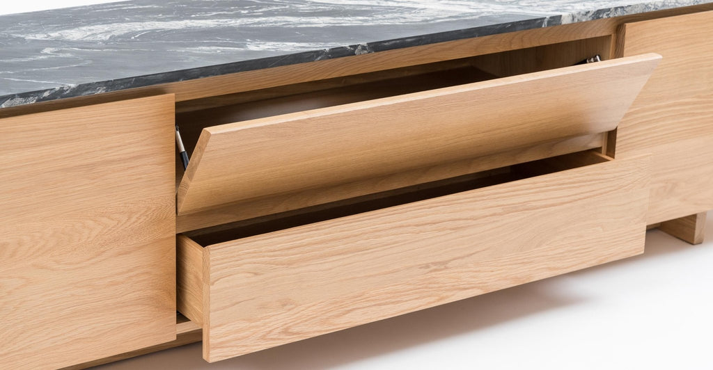 Kami 220 Entertainment Unit - Light Oak & Nero Perlato.