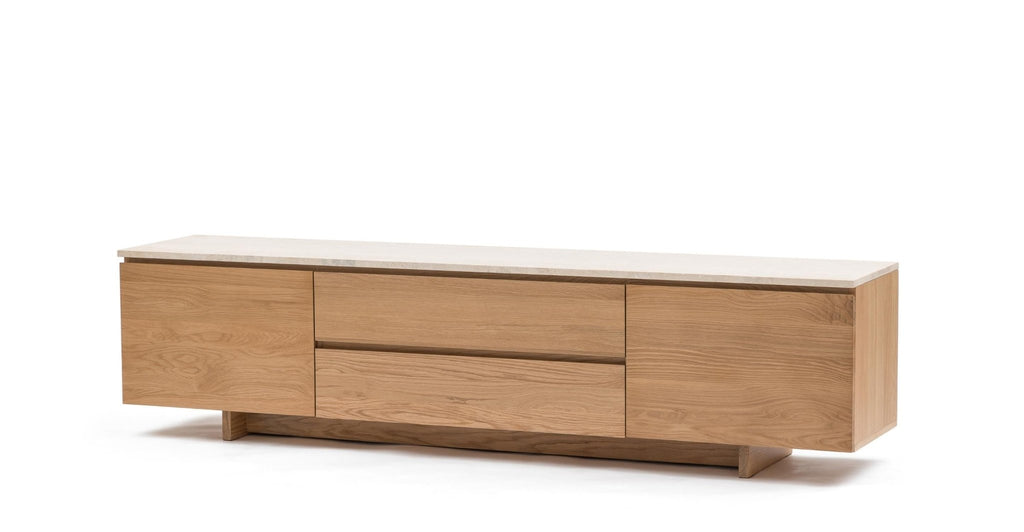 Kami 220 Entertainment Unit - Light Oak & Travertine.