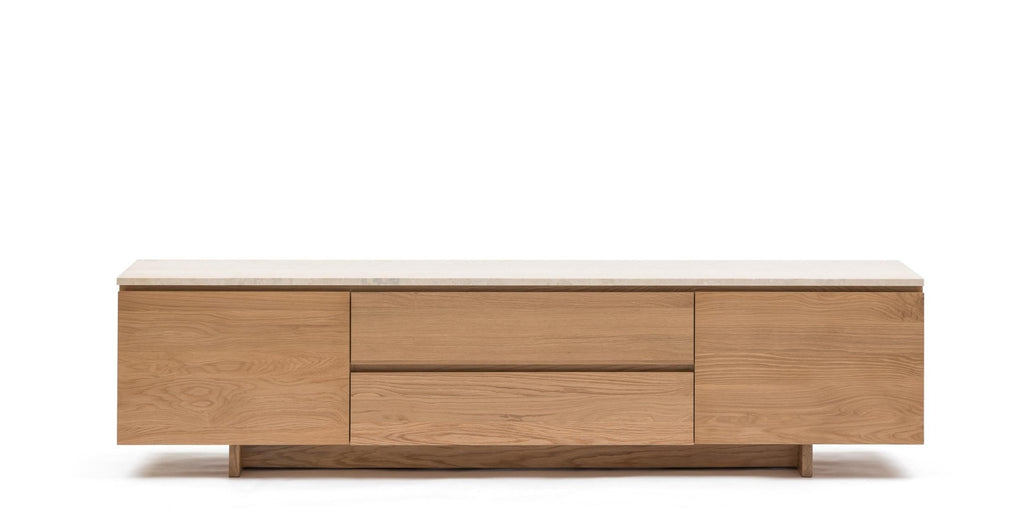 Kami 220 Entertainment Unit - Light Oak & Travertine.