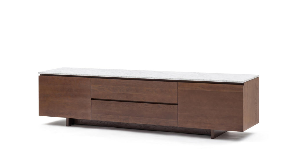 Kami 220 Entertainment Unit - Smoked Oak & Bianca Carrara.