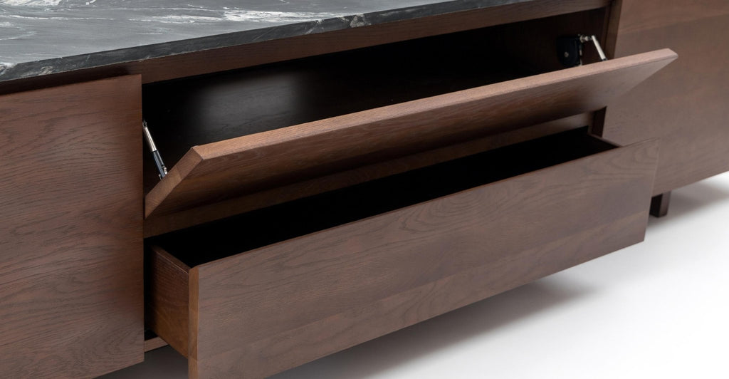 Kami 220 Entertainment Unit - Smoked Oak & Nero Perlato.