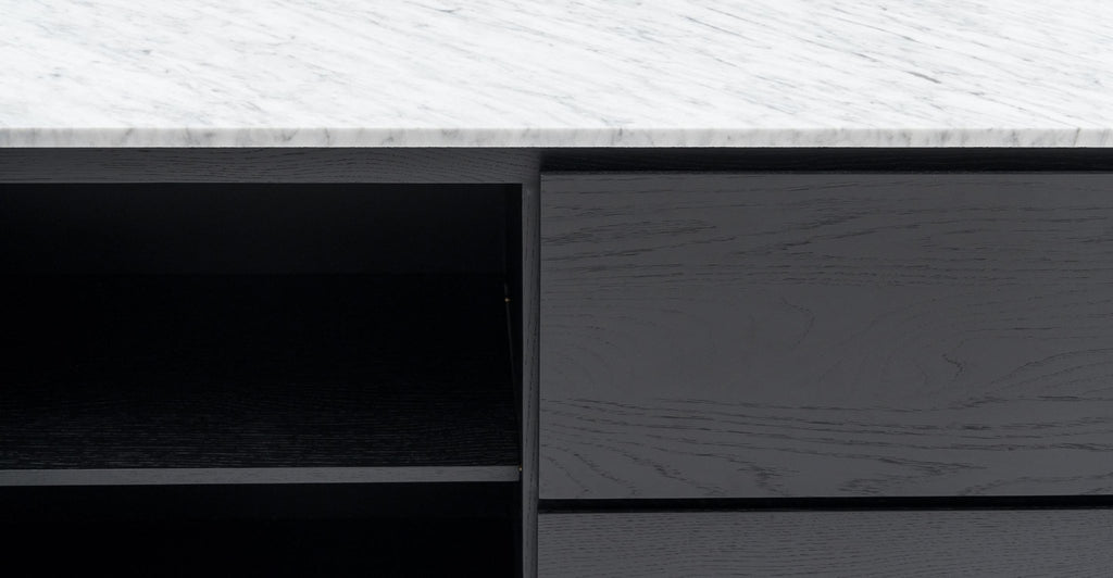 Kami 220 Sideboard - Black Oak & Bianca Carrara.