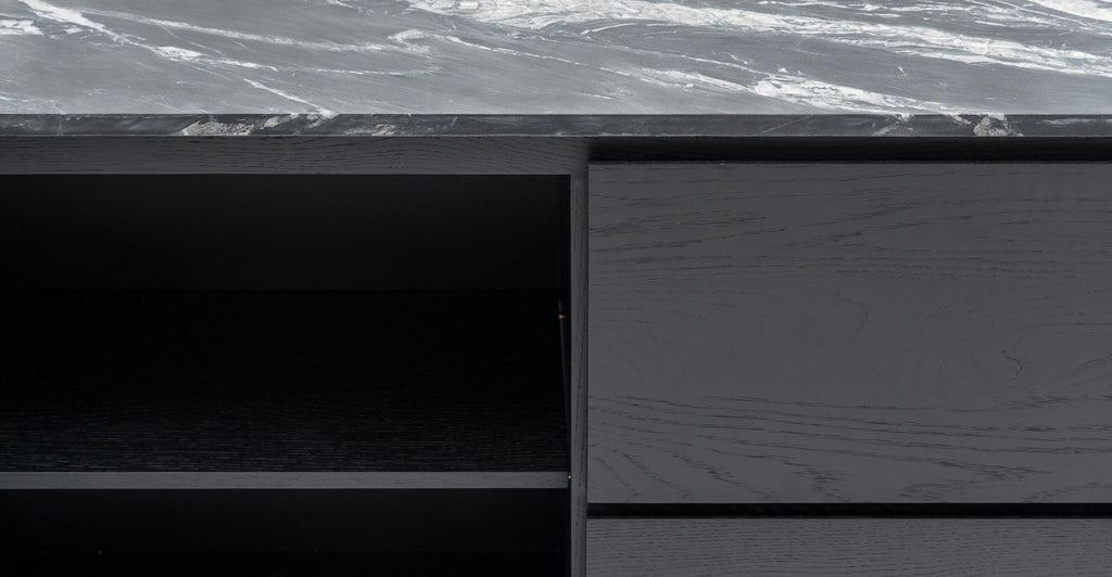 Kami 220 Sideboard - Black Oak & Nero Perlato