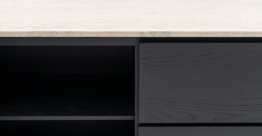 Kami 220 Sideboard - Black Oak & Travertine.