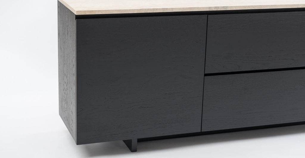 Kami 220 Sideboard - Black Oak & Travertine.