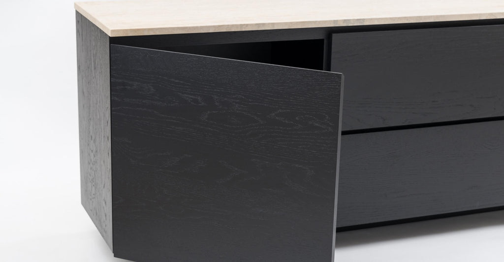 Kami 220 Sideboard - Black Oak & Travertine.