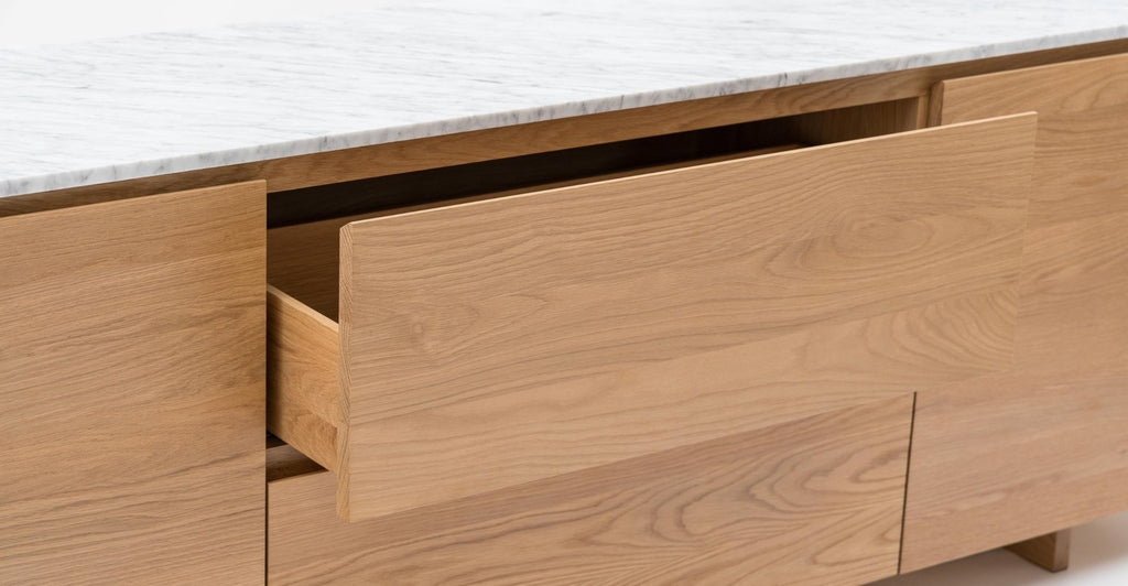 Kami 220 Sideboard - Light Oak & Bianca Carrara.