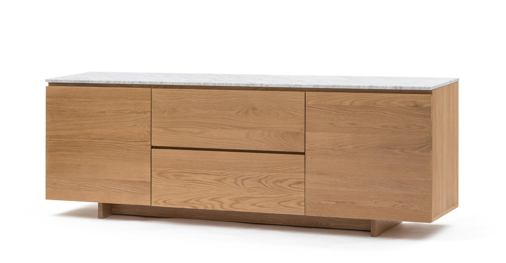 Kami 220 Sideboard - Light Oak & Bianca Carrara.