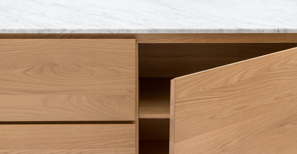 Kami 220 Sideboard - Light Oak & Bianca Carrara.